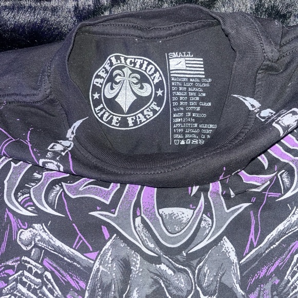 Affliction Black and Purple Graphic Tee - Picture 2 of 3